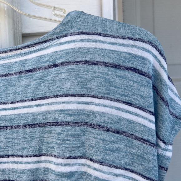 NWT Talbots Pretty Blues White Stripe Tie Waist Short Sleeve Midi Dress - Picture 3 of 9